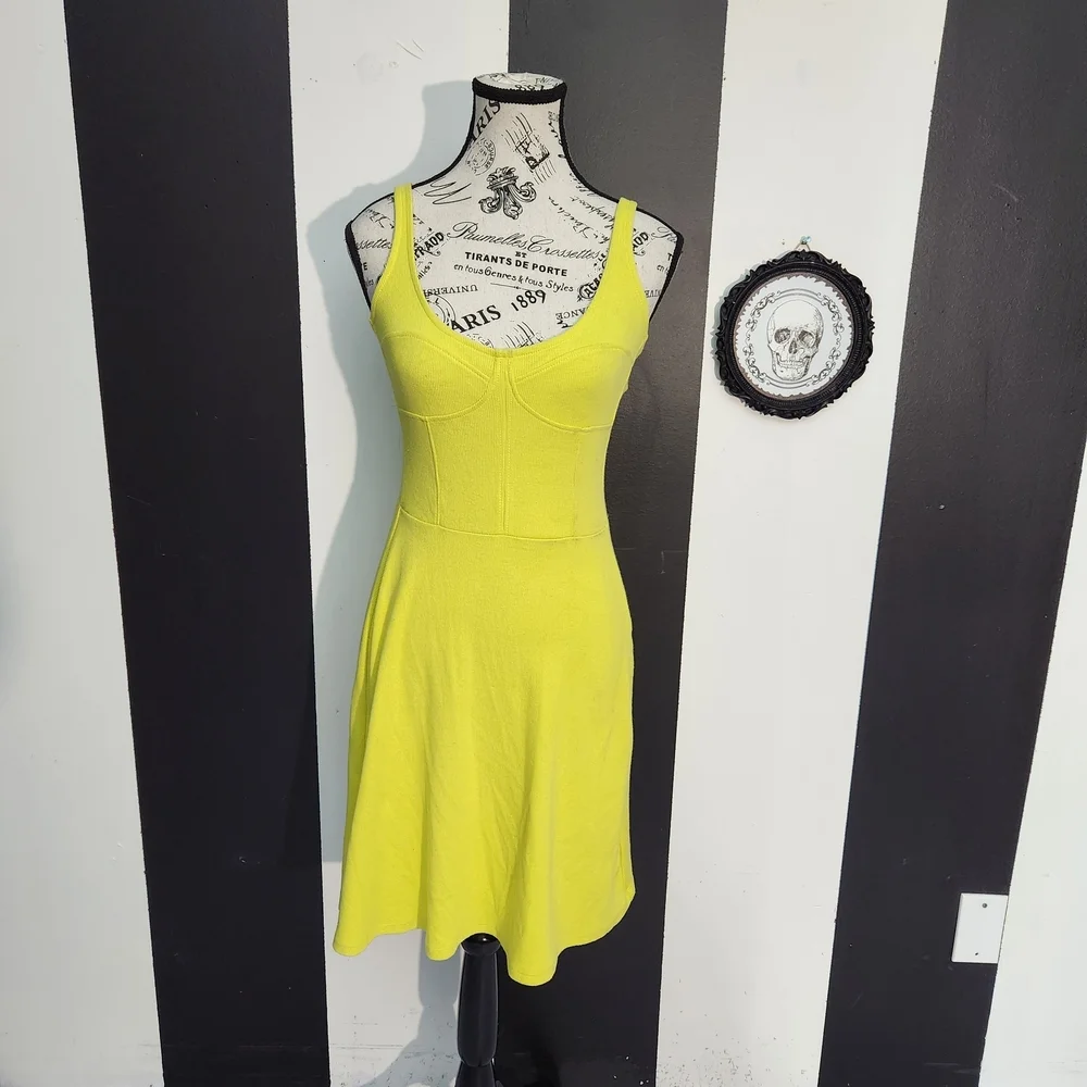 Emo Neon Lime Ribbed Tank Top - Picture 4 of 7